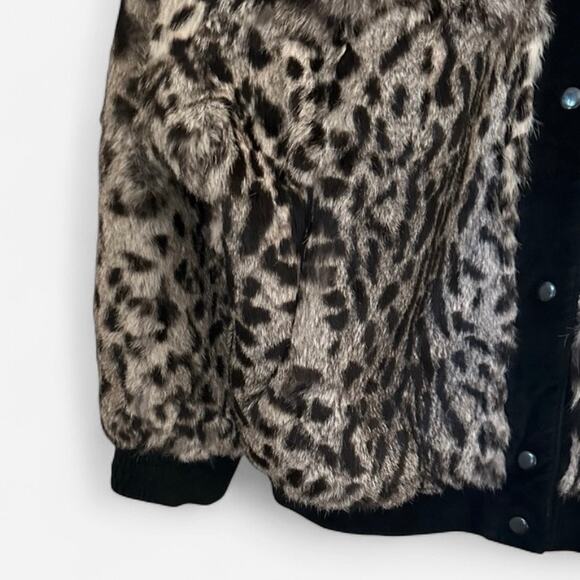 Vintage Mob Wives Boho Animal Print Oversized Authentic Fur Coat With Suede Trim - Picture 5 of 8